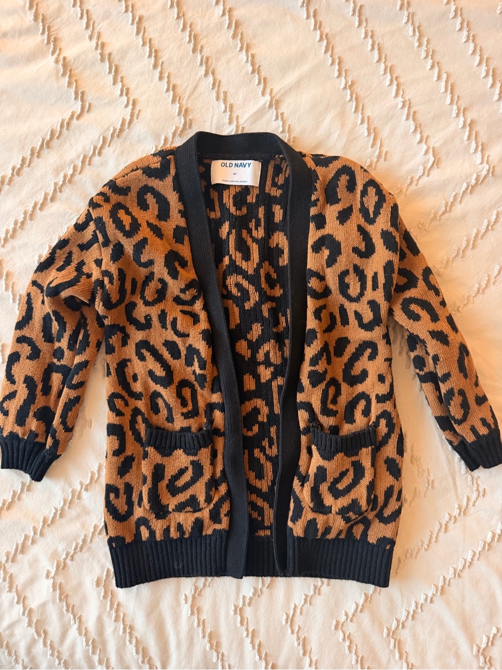 Old Navy Leopard Print Cardigan - Black & Camel